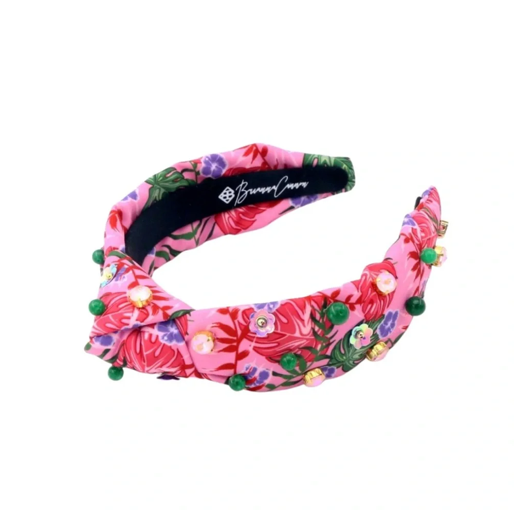 BRIANNA CANNON CHILD SIZE PINK LUAU HEADBAND WITH CRYSTALS & BEADS